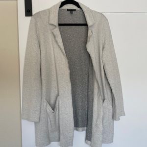 Eileen Fisher Grey Lyocell Single Button Textured Cardigan Pockets
